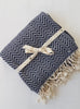 el patito towels and bathrobes turkish cotton towel 100% natural herringbone pattern blanket navy blue