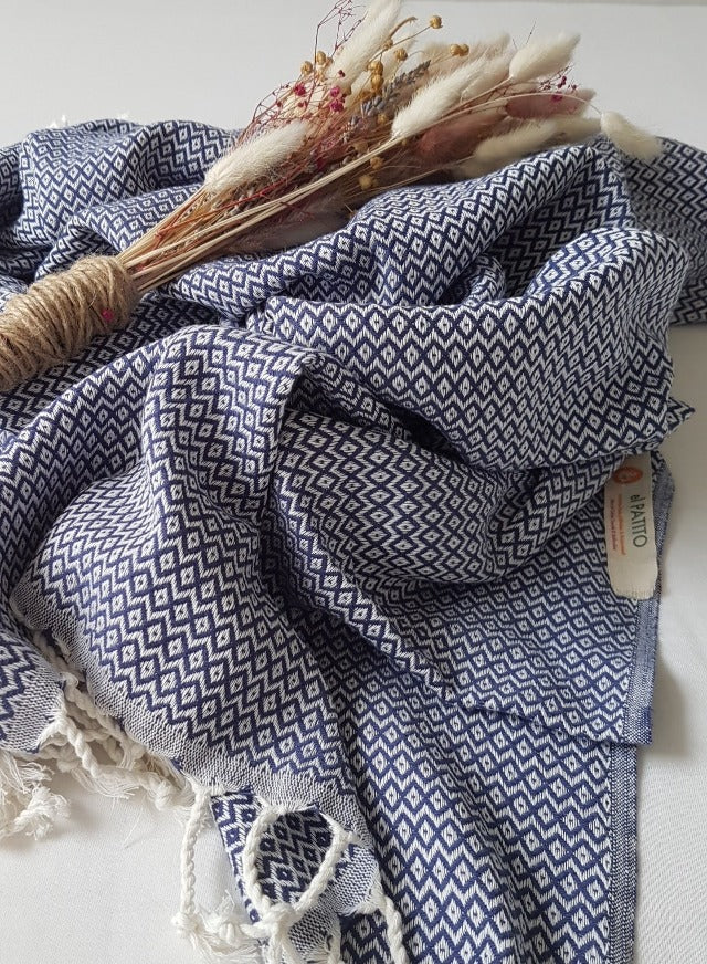 el patito towels and bathrobes small diamonds throw scandinavian series blanket 100% natural cotton turkish towels navy