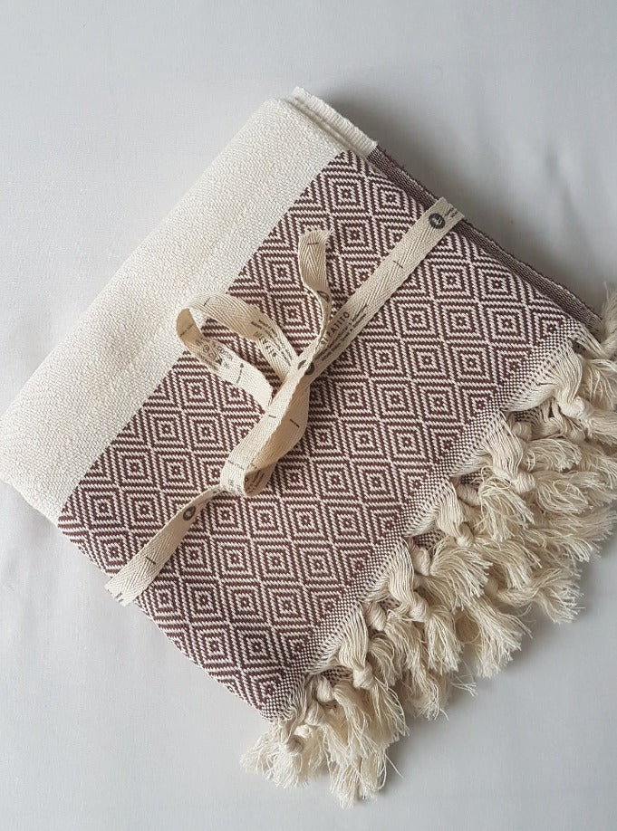 Contemporary Series 100% Cotton Turkish Towels - 100x180 cm (39"x71") ntural cotton hammam towel browna