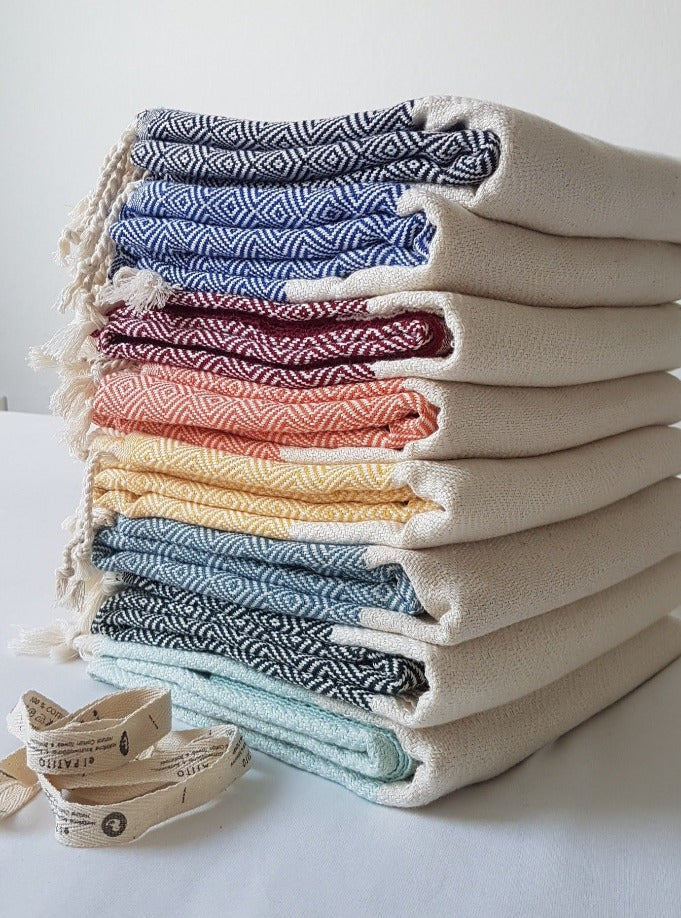 Contemporary Series 100% Cotton Turkish Towels - 100x180 cm (39"x71") natural cotton hammam towels