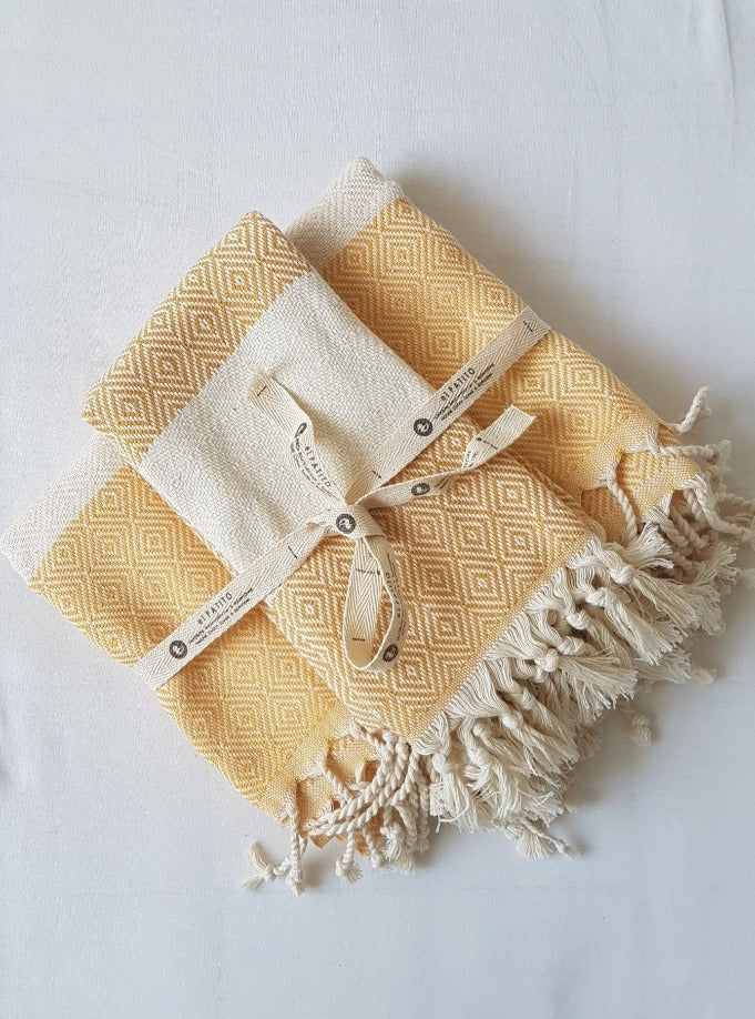 el patito towels and bathrobes 100% natural cotton turkish towels hand towels size 45 x 90 cm 18'' x 35" mustard yellow