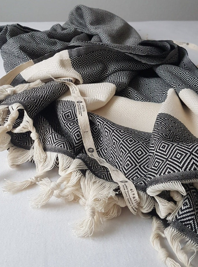El Patito towels _Contemporary Series Bedspread/ Blanket - 200*230 cm (79"x94") 100% natural cotton black