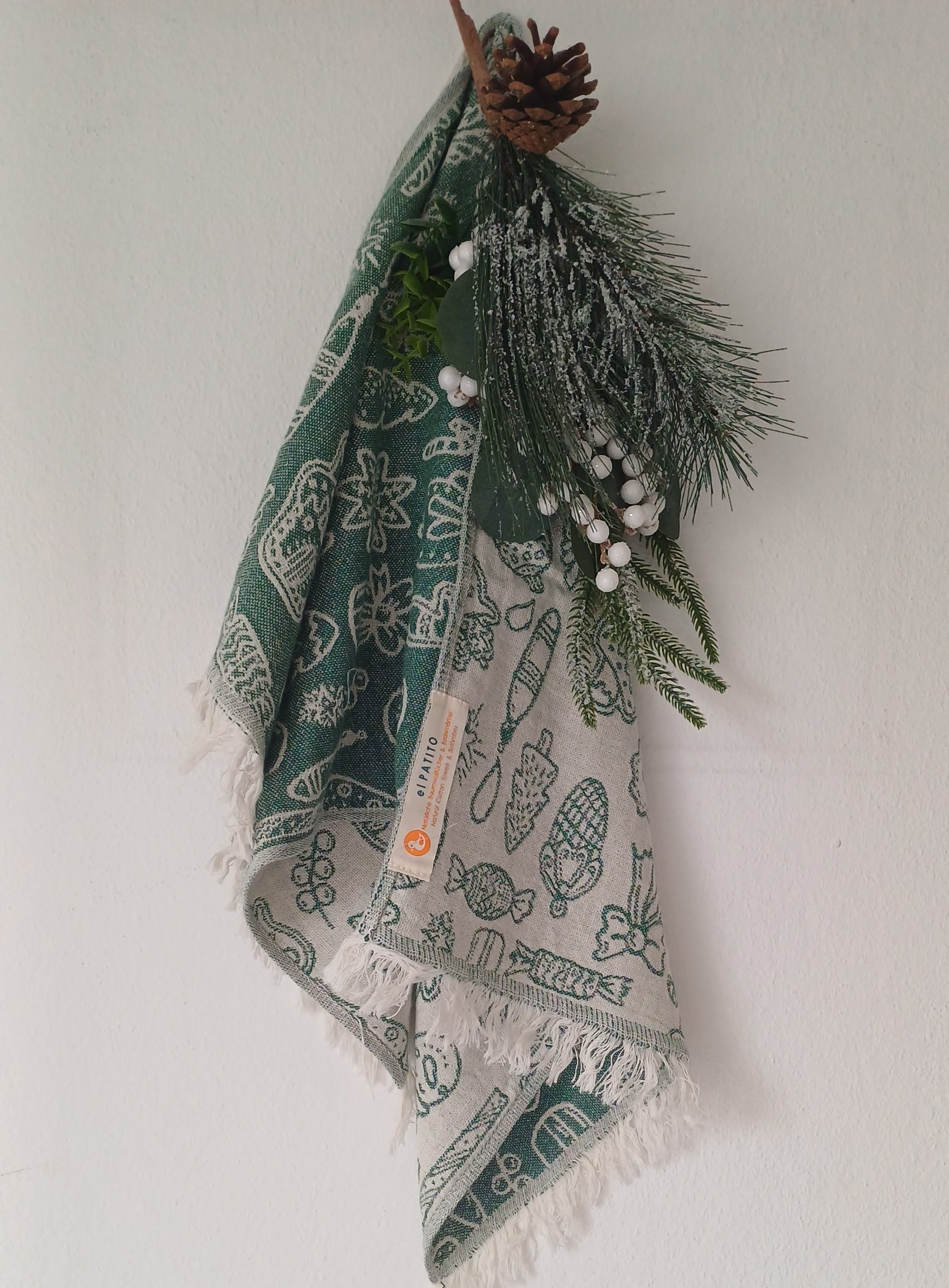 Handwoven Christmas-themed Tea Towels, Table Runners - Festive Holiday Decor