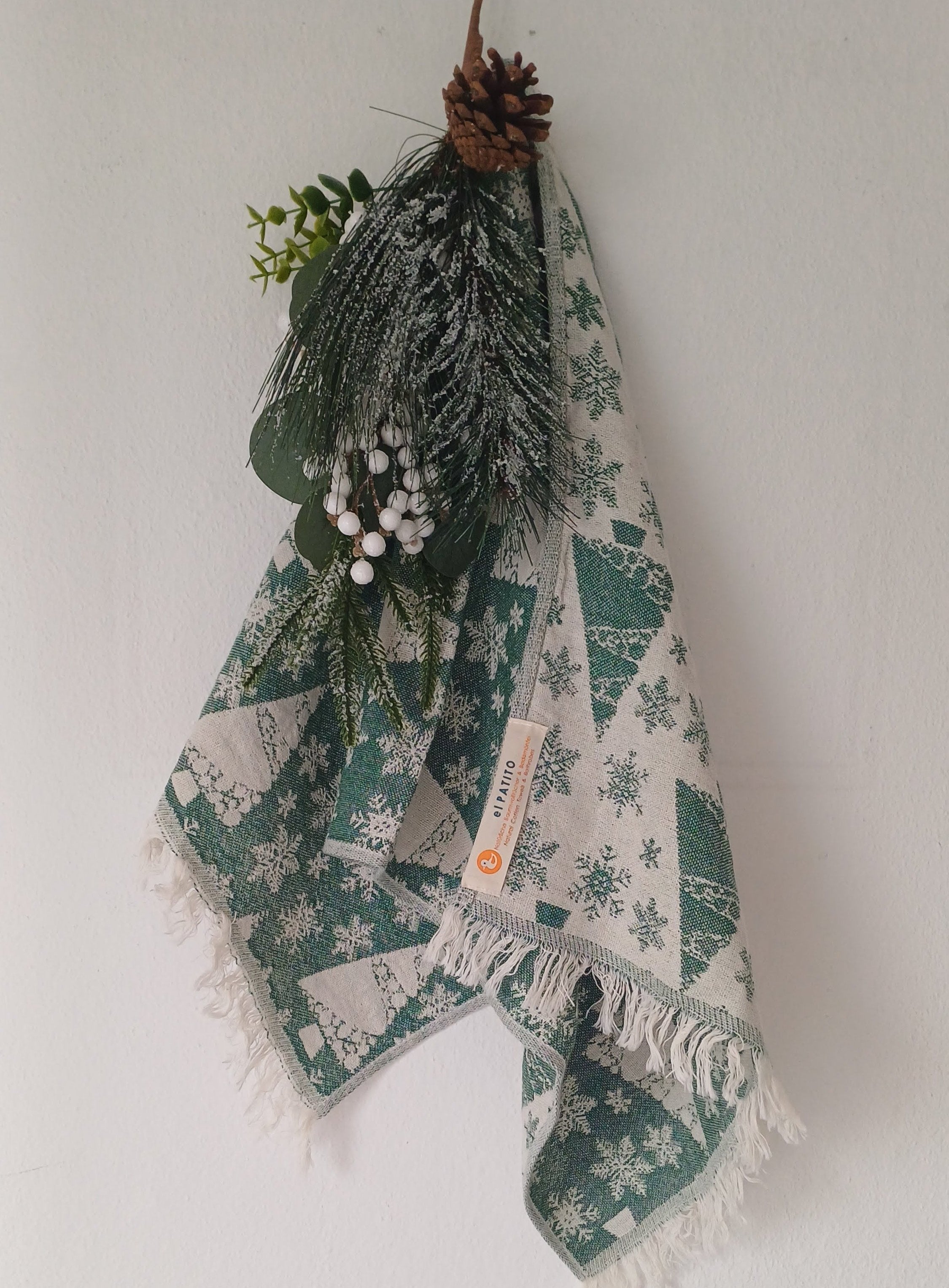 Handwoven Christmas-themed Tea Towels, Table Runners - Festive Holiday Decor