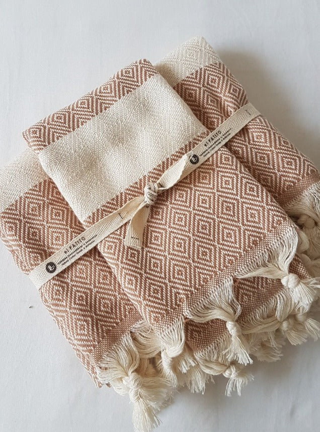 el patito towels and bathrobes 100% natural cotton turkish towels hand towels size 45 x 90 cm 18'' x 35" latte