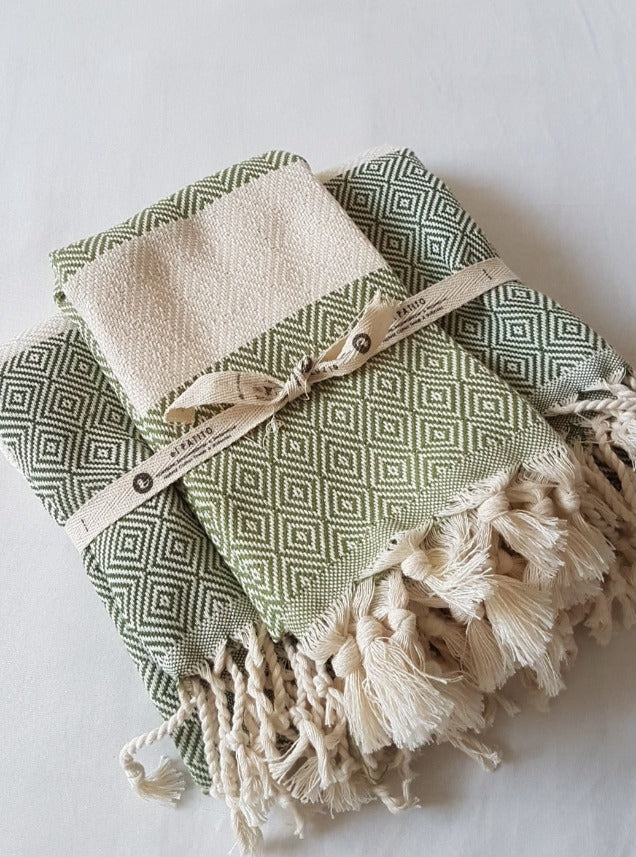 el patito towels and bathrobes 100% natural cotton turkish towels hand towels 45 x 90 cm 24'' x 40" olivine green