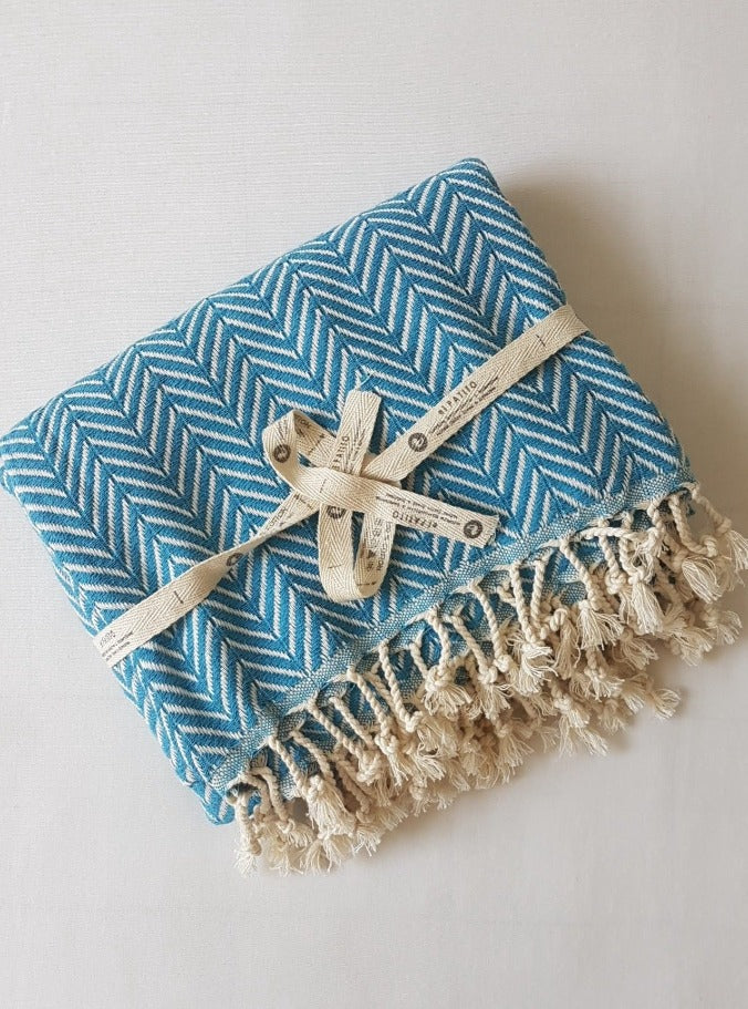 el patito towels and bathrobes scandinavian series herringbone turkish towel 100% natural cotton blue sale