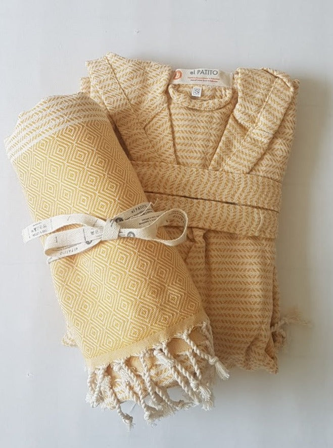 el patito towels and bathrobes 100% natural cotton turkish towels and bathrobes set mustard yellow speckled nordic series gift set