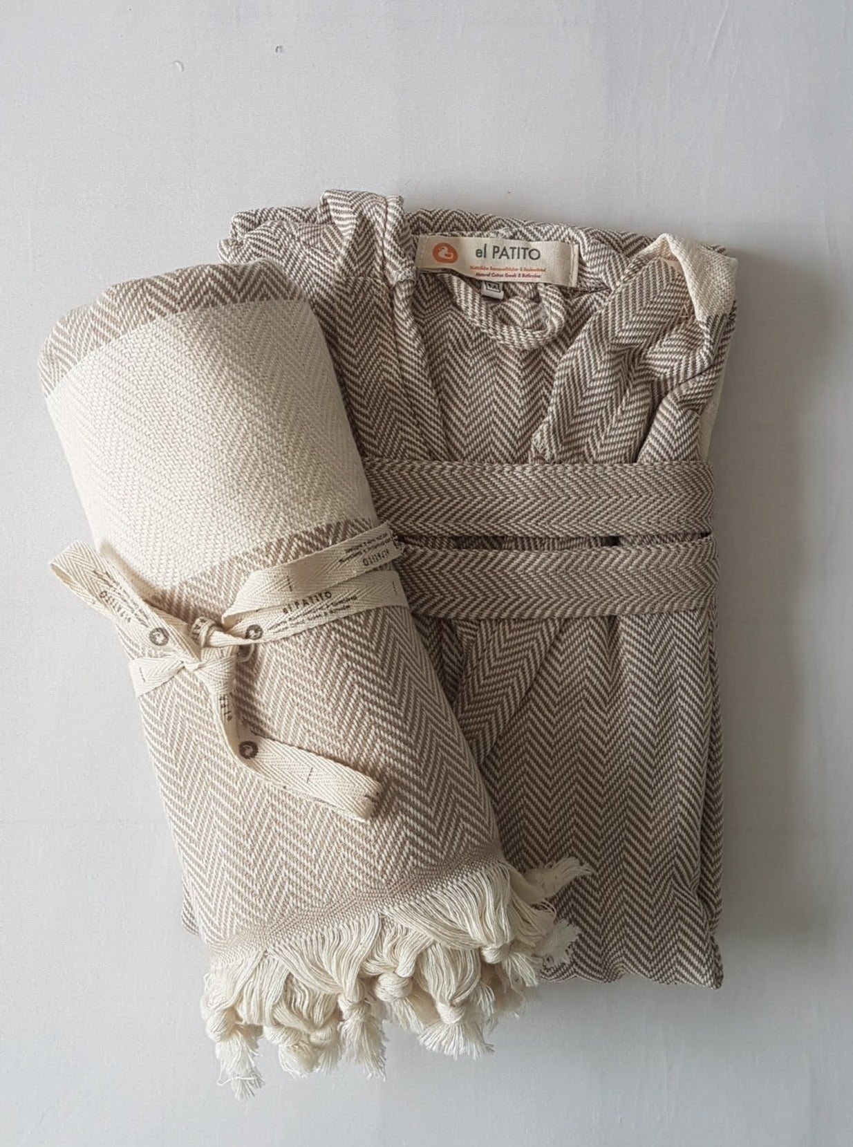el patito towels and bathrobes chevron robes arrow pattern 100% natural turkish cotton machine washable gift ideas beige color