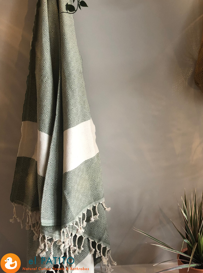 Contemporary Series 100% Cotton Turkish Towels - 100x180 cm (39"x71") natural cotton hammam towels olivine green