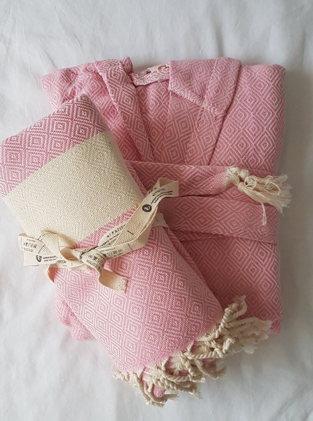 el patito turkish towels and bathrobes 100% natural cotton pestemal hammam towels robes set pink contemporary series diamond model