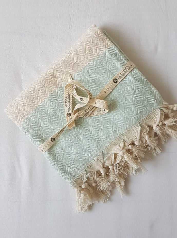 Contemporary Series 100% Cotton Turkish Towels - 100x180 cm (39"x71") El Patito towels and bathrobes natural cotton hammam towels mint