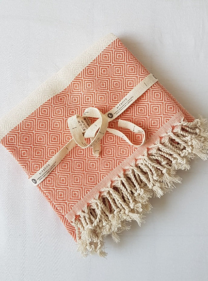 Contemporary Series 100% Cotton Turkish Towels - 100x180 cm (39"x71") El Patito towels and bathrobes natural cotton hammam towels orange peel