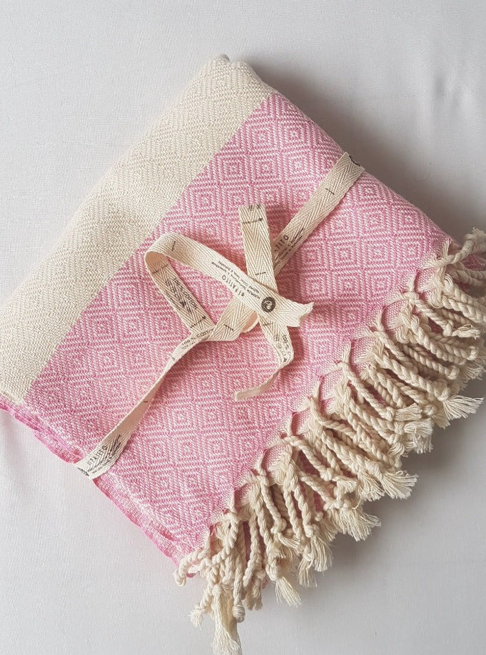 Contemporary Series 100% Cotton Turkish Towels - 100x180 cm (39"x71") El Patito towels and bathrobes natural cotton hammam towels pink