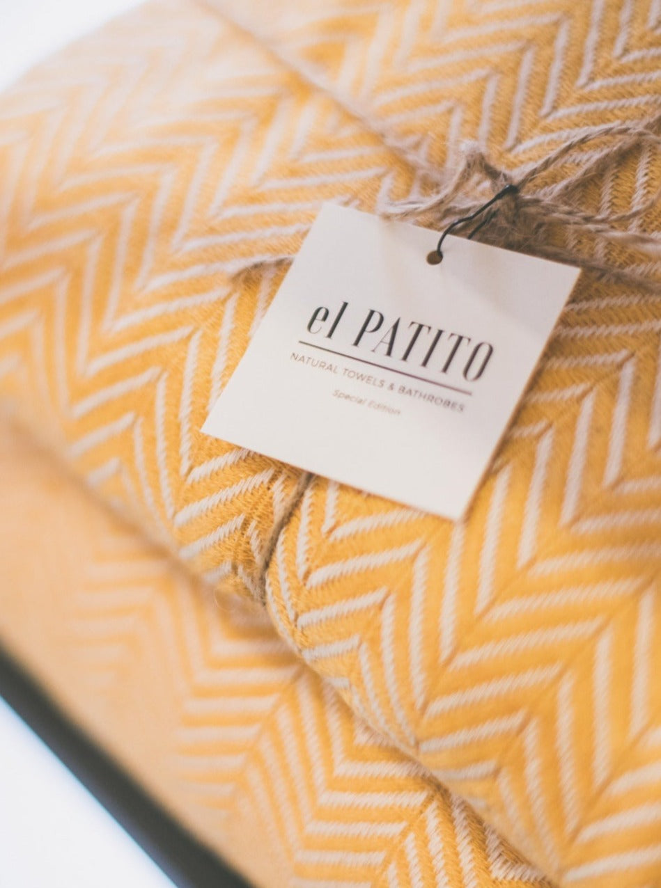 el patito towels and bathrobes turkish cotton towel 100% natural herringbone pattern blanket mustard yellow honeycomb
