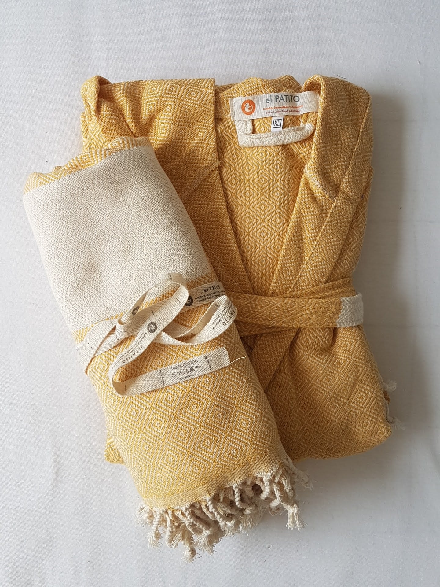 el patito turkish towels and bathrobes 100% natural cotton pestemal hammam towels robes set mustard yellow contemporary series diamond model